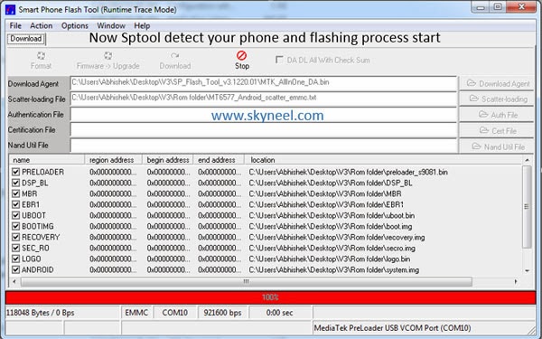SP Tool detect your phone and process will start