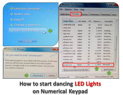 How to start dancing LED Lights on Numerical Keypad