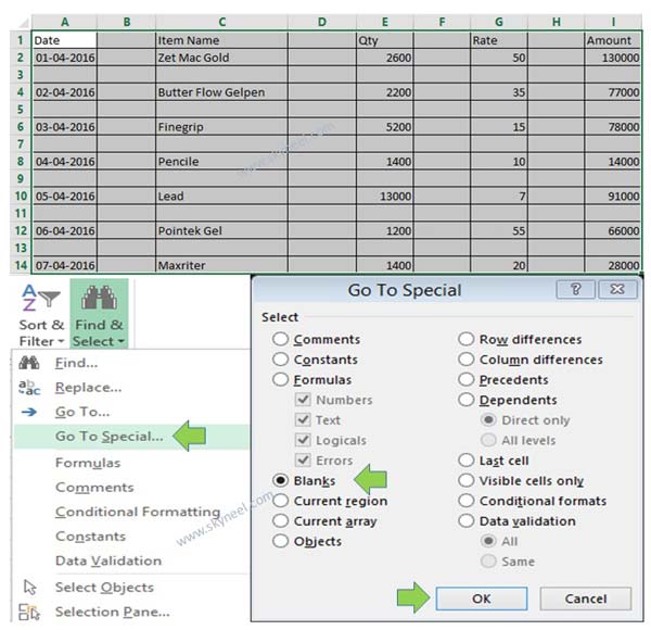 Quickly delete blank rows and columns in MS Excel