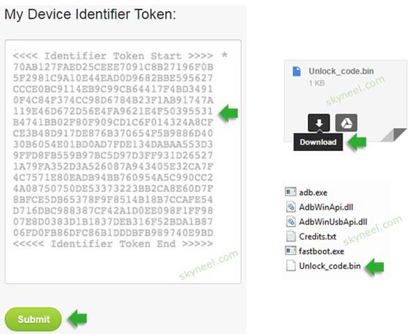 Submit HTC Desire 825 identifier token code on HTC DEV