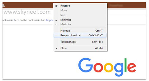 How to restore recently closed tabs in browser