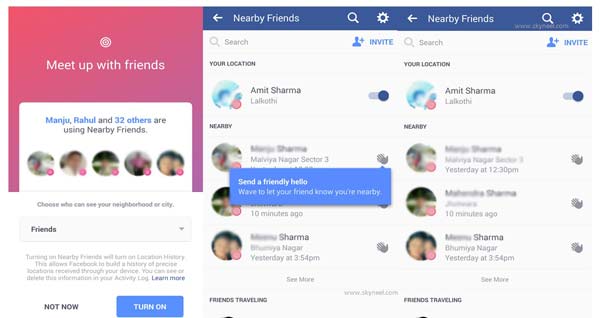 Latest Nearby Friends feature on Facebook