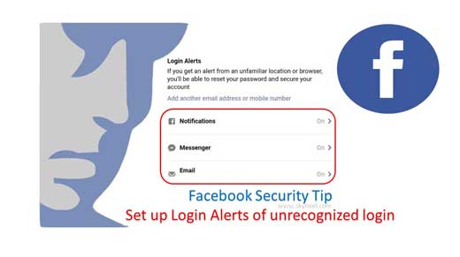 Facebook Security Tip - Set up Login Alerts of unrecognized login